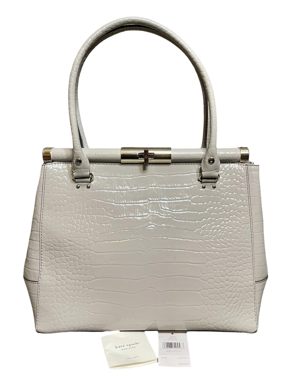 Kate Spade Knightsbridge Constance Satchel Gray Croc Embossed Patent Leather Bag